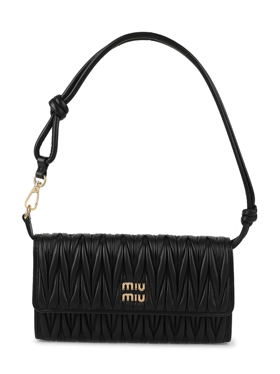 Miu Miu Small Matelassé Nappa Leather Bi-Fold Wallet Black 5MT025 AFPP F0002