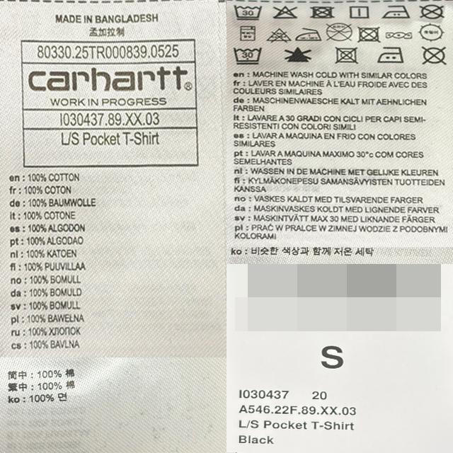 CARHARTT WIP Logo Patch Pocket Long Sleeve T-Shirt Unisex I030437 89XX