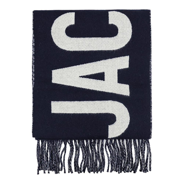 JACQUEMUS Logo Fringe Unisex Scarf Muffler Navy Wool