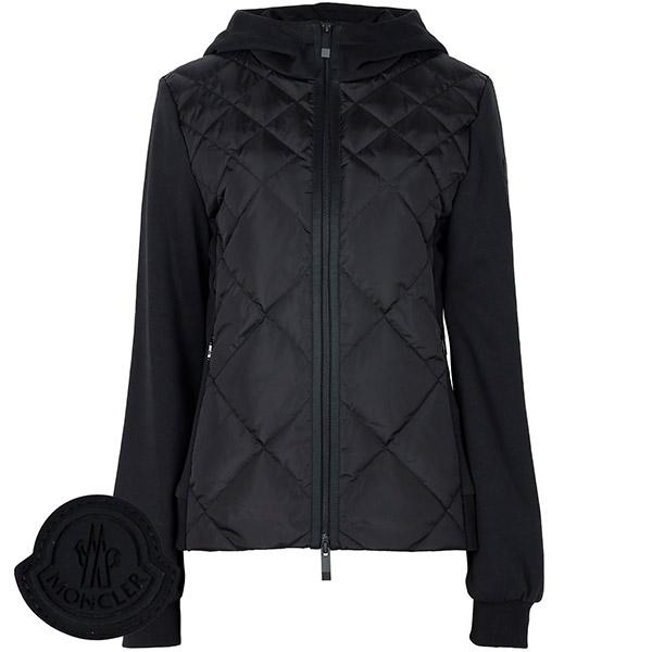 Moncler Black Cotton Mix Goose Down Hooded Zip Jacket 8G00013 89B02 999