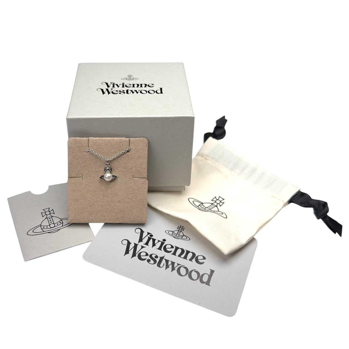 Vivienne Westwood Balbina Pearl Pendant Silver Necklace