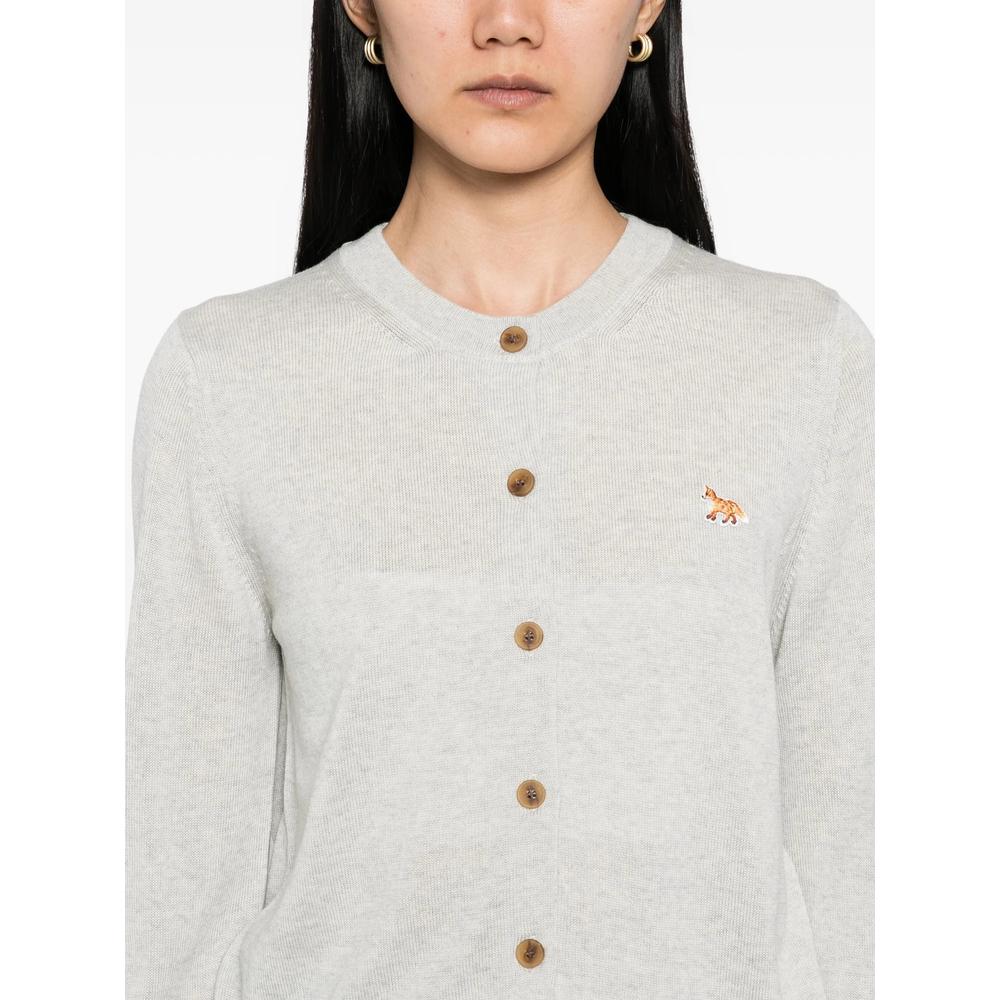 Maison Kitsune Light Gray Wool Blend Knit Cardigan