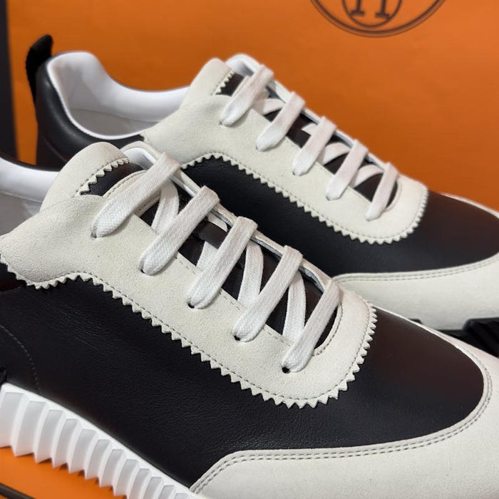HERMES Men’s Bouncing Sneakers Black Goat Leather Low-Top