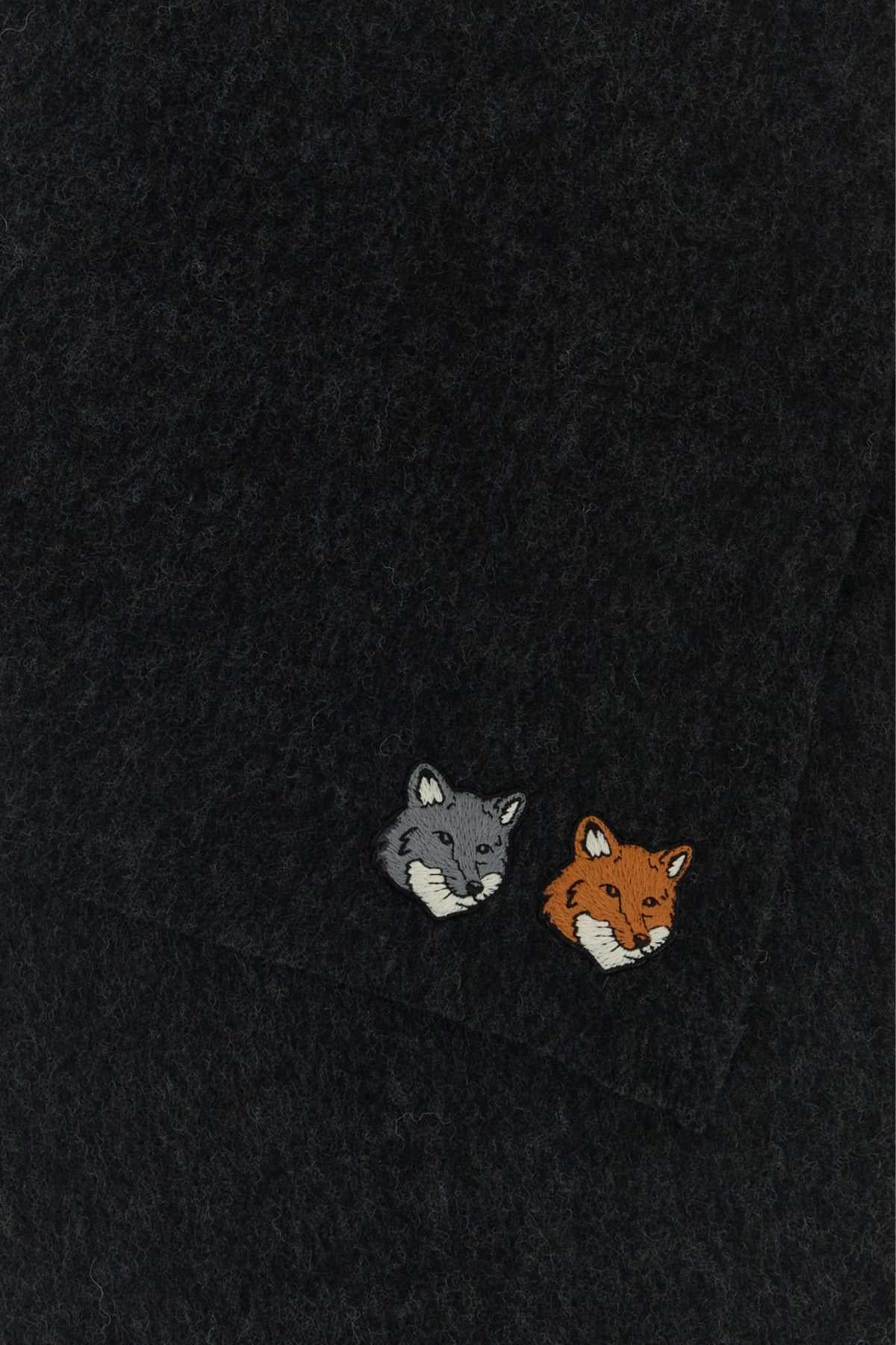 Maison Kitsune Wool Scarf Navy Blue