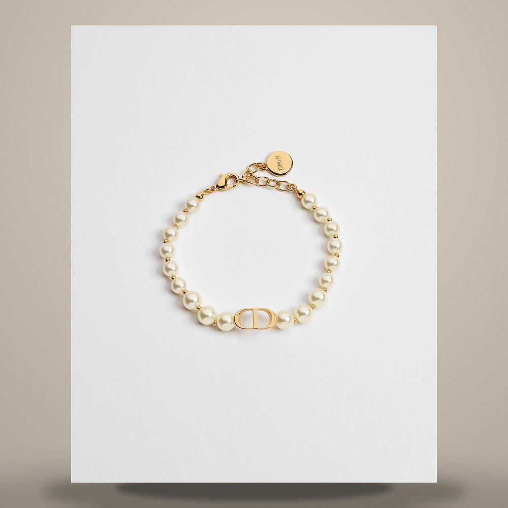 DIOR 30 Montaigne Bracelet Gold-Finish Metal White Resin Pearls