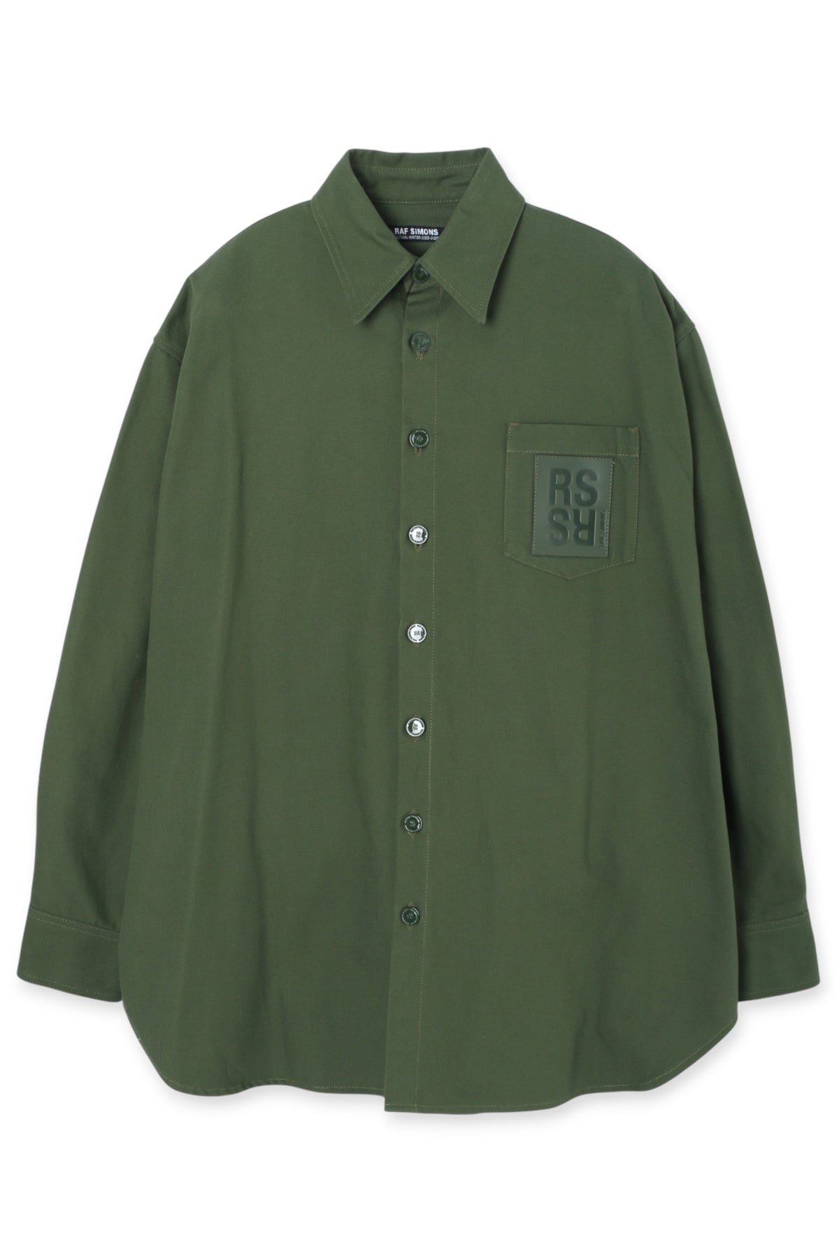 Raf Simons R Pin Oversized Khaki Denim Shirt Jacket 222 M243 10080 0023