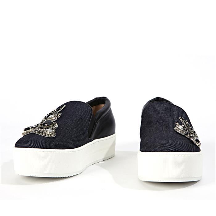 N˚21 Blue Jewel-Embellished Slip-On Sneakers