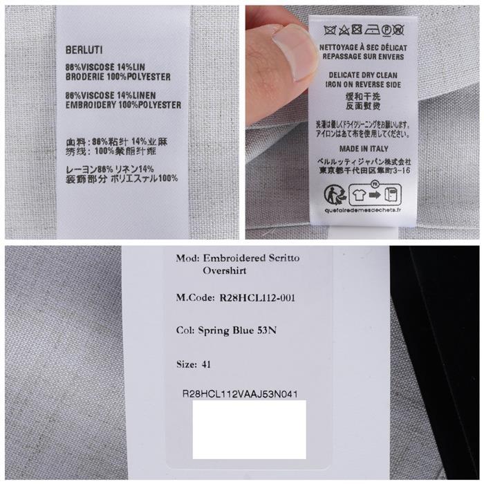 berluti Embroidered Scritto Overshirt Long Sleeve Shirt R28HCL112001 53N
