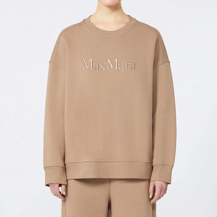 Max Mara Monza Logo Cotton Sweatshirt for Women White