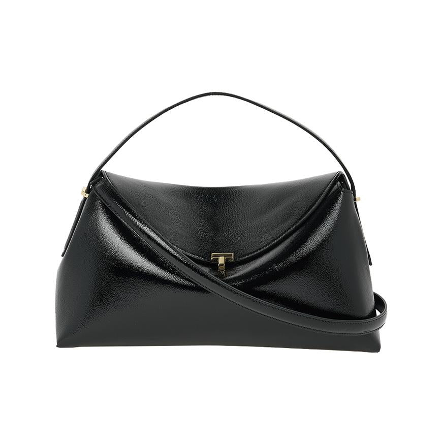 Toteme T-Lock Top Handle Shoulder Bag Black Leather Women’s 254 WAL961 LE0164