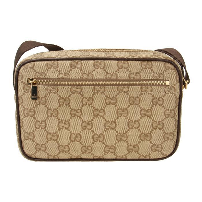 GUCCI GG Web Mini Shoulder Bag Beige/Red Canvas Leather Trim