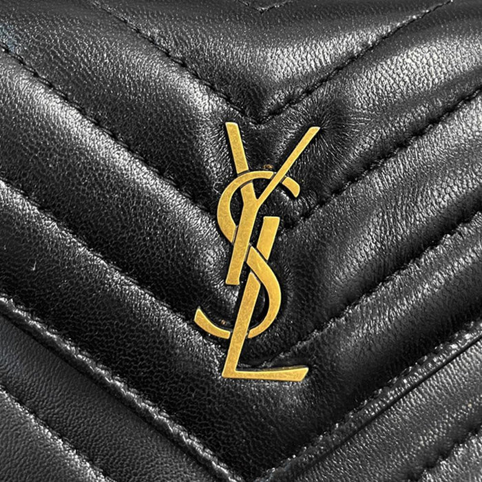 Saint Laurent Black Matelassé Chain Shoulder Bag Gold-Tone Hardware
