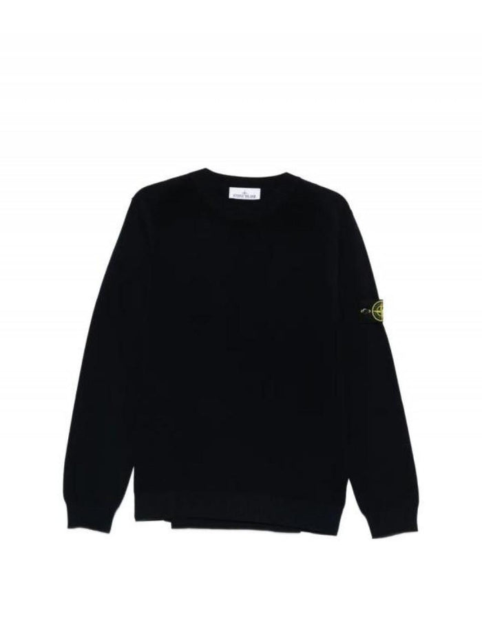 STONE ISLAND Cotton Crewneck Sweater Men’s Black Knit Pullover