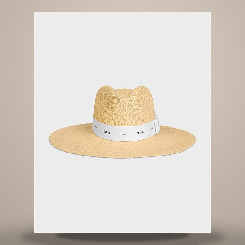 CELINE Natural White Straw Panama Bucket Hat AA0MK545I 02NW