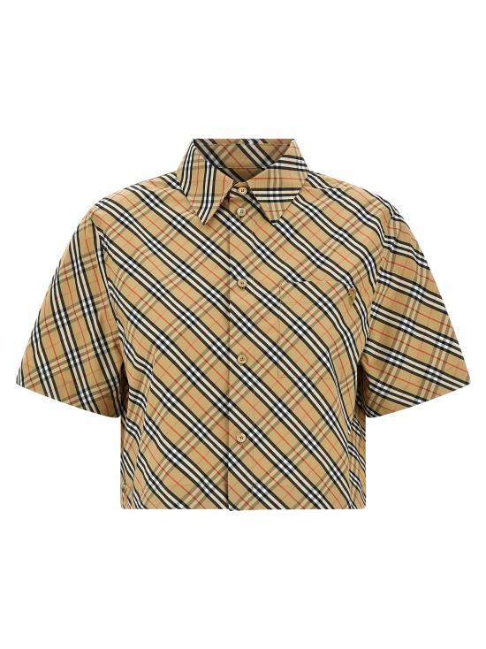 BURBERRY Cropped Check Cotton Short-Sleeve Shirt