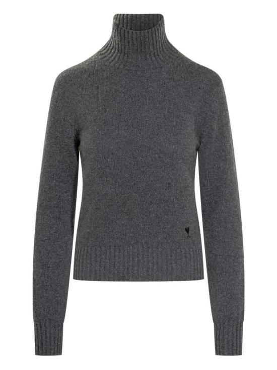 AMI Chainstitch Heart Logo Cashmere Turtleneck Sweater FKS833 005 020