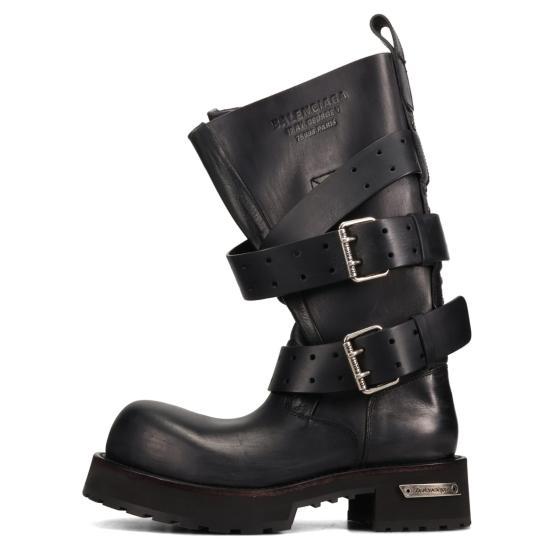 BALENCIAGA Black Leather Lace-Up Combat Boots for Me 833592 WBEQ1 1000 BLACK DOM