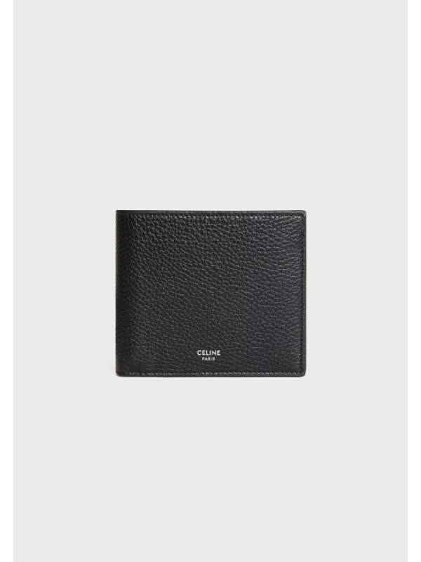 CELINE Granata Embossed Leather Logo Bifold Wallet Black 10C873GTZ 38SI