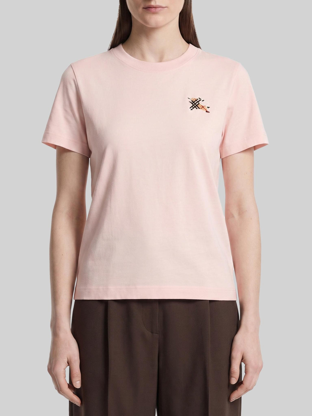 BURBERRY Short Sleeve Logo T-Shirt White Cotton Women