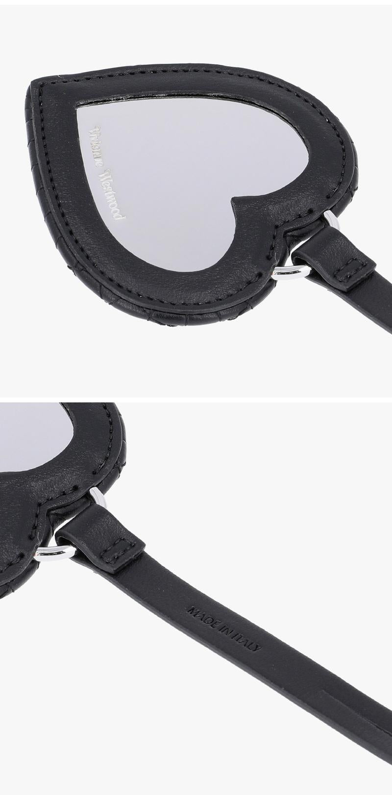 Vivienne Westwood Black Leather Orb Keyring for Women