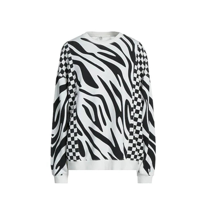 R13 White Oversized Cotton Check Pattern Sweatshirt R13 R13WK004