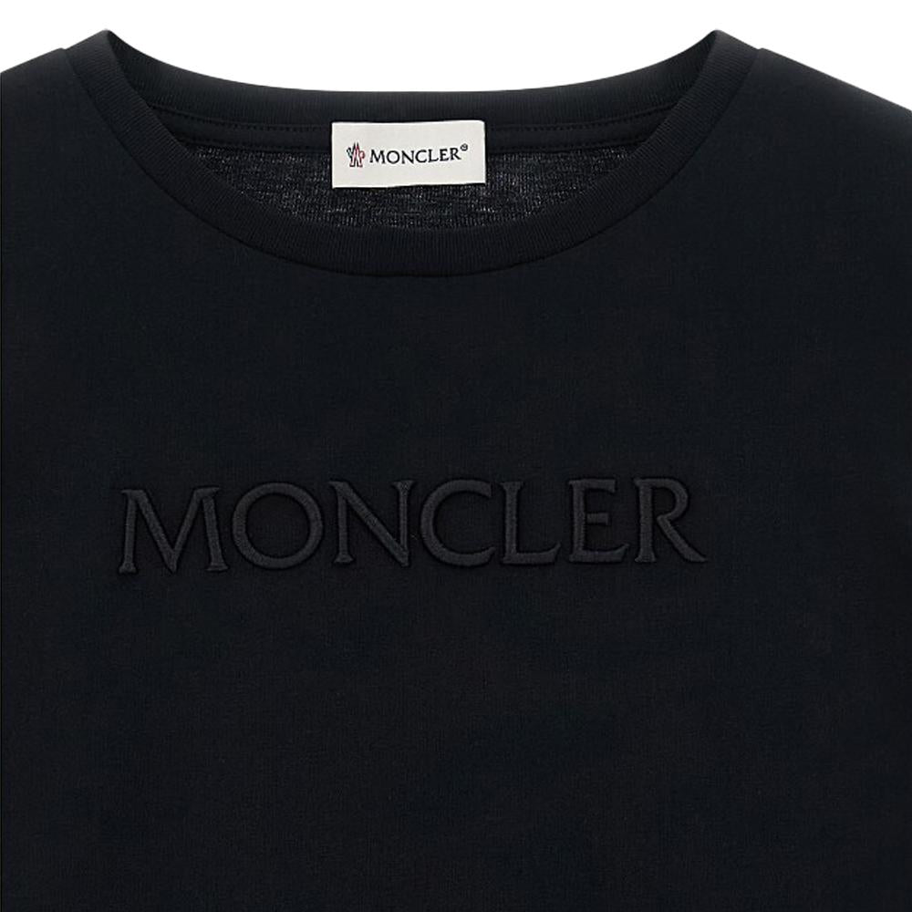 Moncler Women’s Black Logo Patch Embossed Short Sleeve T-Shirt 8C00009 89AT9 999