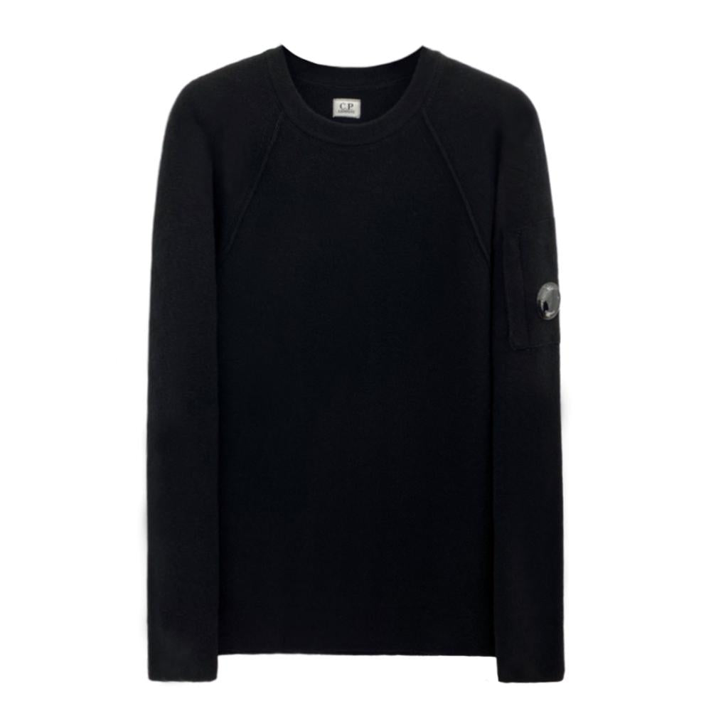 CP Company Lens Patch Lambswool Knit Cardigan Black Men