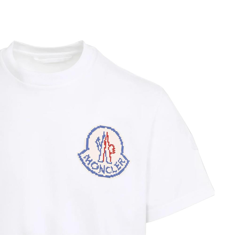 Moncler White Pixel Logo Cotton T-Shirt Men
