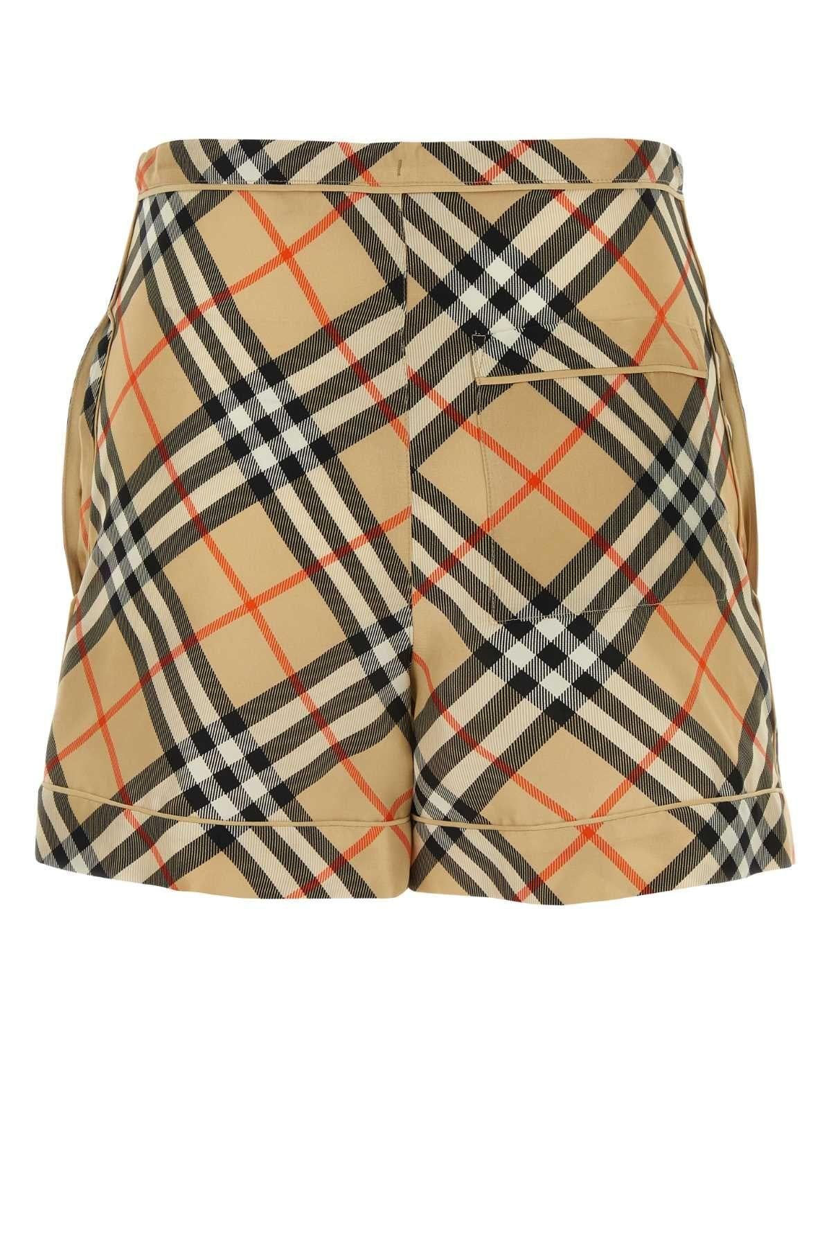 BURBERRY Check Cotton Blend High-Rise Shorts
