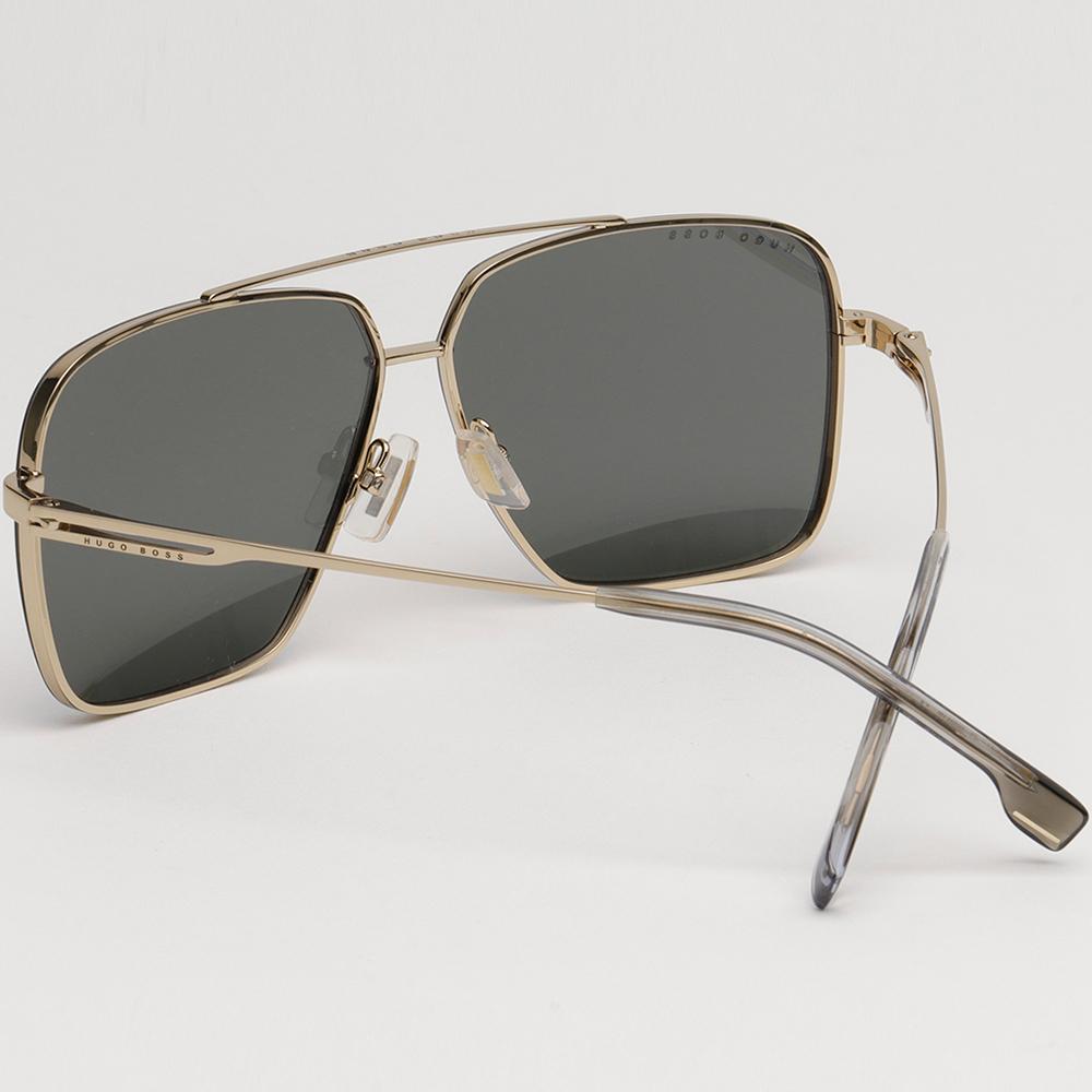 HUGO BOSS Gold Double Bridge Metal Pilot Sunglasses Mirror Lens BOSS1325S J5GUE