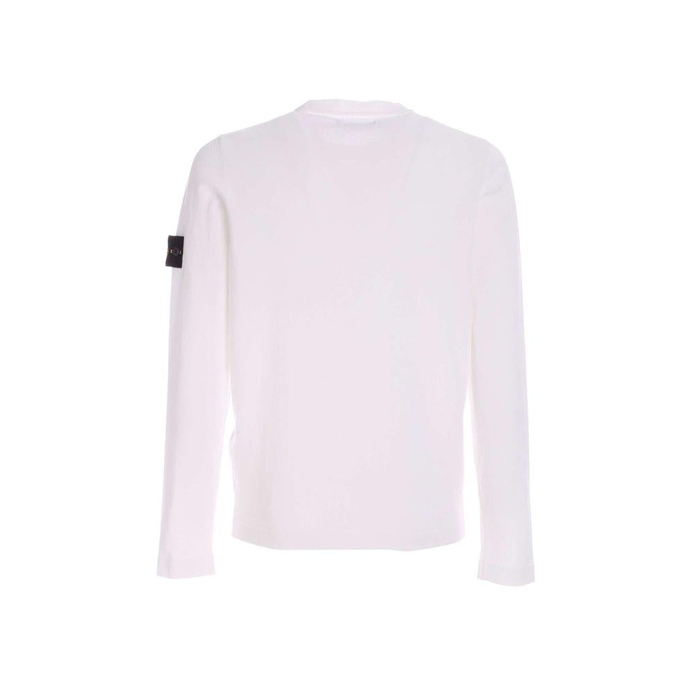 STONE ISLAND White Anniversary Patch Round Neck Knit Sweater