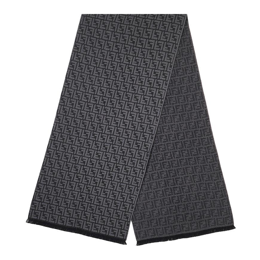 FENDI Men FF Logo Wool Scarf Navy/Blue