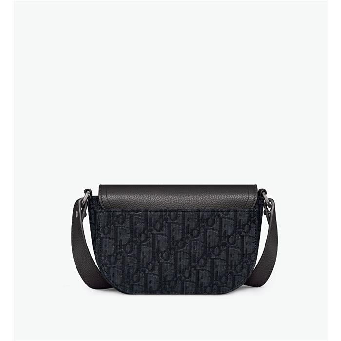 DIOR Saddle Strap Pouch Black Oblique Jacquard Crossbody Bag