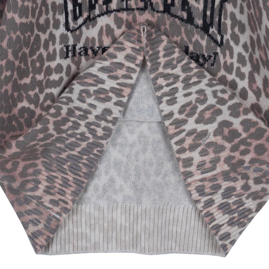 GANNI Women's Leopard Wool Mix Crewneck Knit Sweater K2500 943
