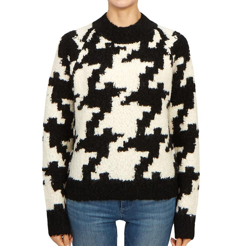 ALLSAINTS Women’s Round Neck Knit Sweater WK022Z BLK CHALK WHITE