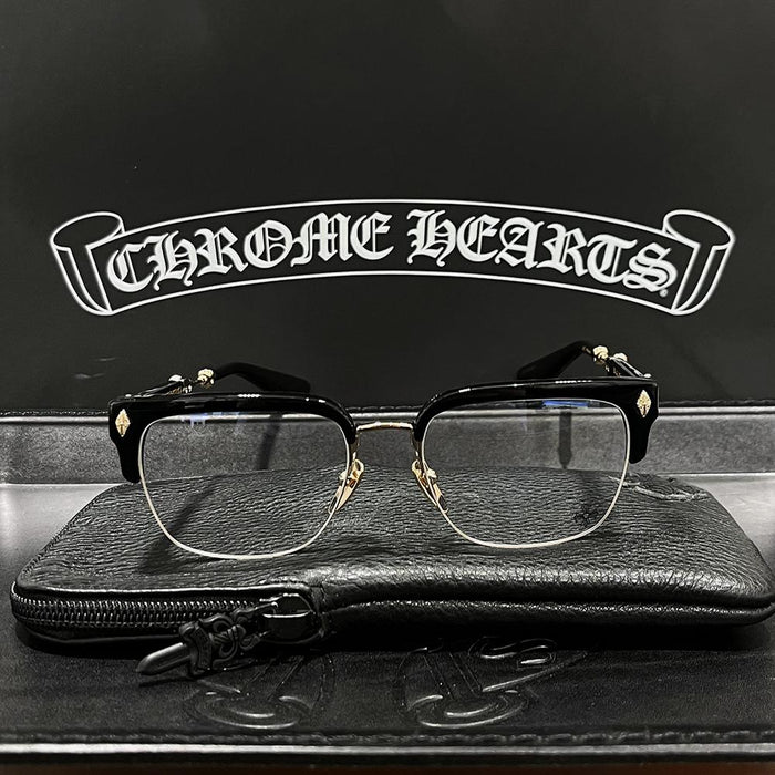 Chrome Hearts Black Gold Plate Eyeglasses Unisex