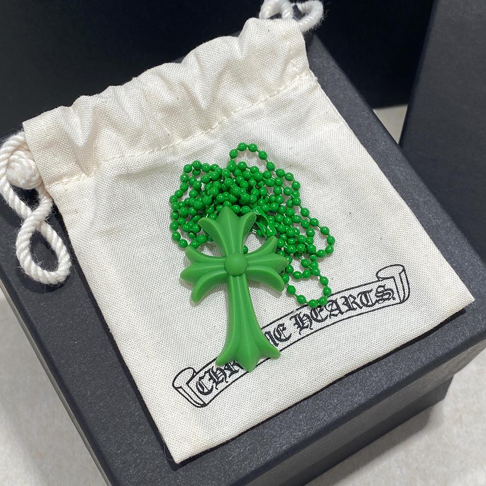 Chrome Hearts Green CH Cross Pendant Necklace Unisex
