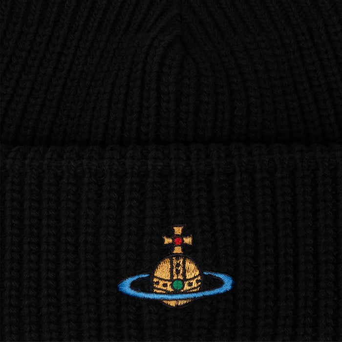Vivienne Westwood ORB Embroidered Logo Beanie Black