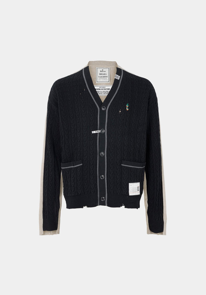 Maison Mihara Yasuhiro Black Front Back Combined Knit Cardigan A16CD521 BLACK