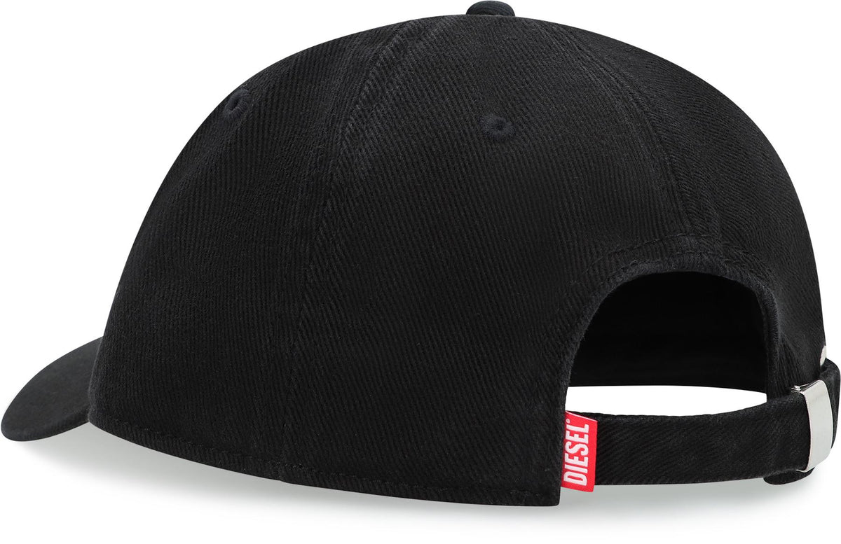 DIESEL Black Cotton Logo Baseball Cap