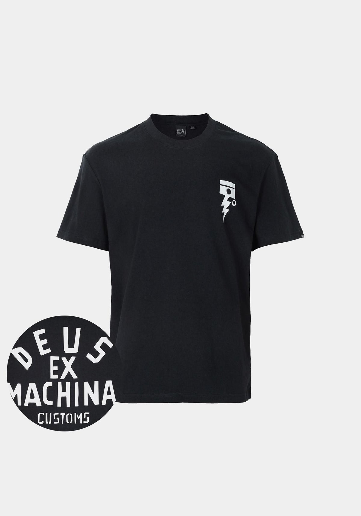 Deus Ex Machina Black Piston Graphic T-Shirt Men’s Cotton D261 MTS 144
