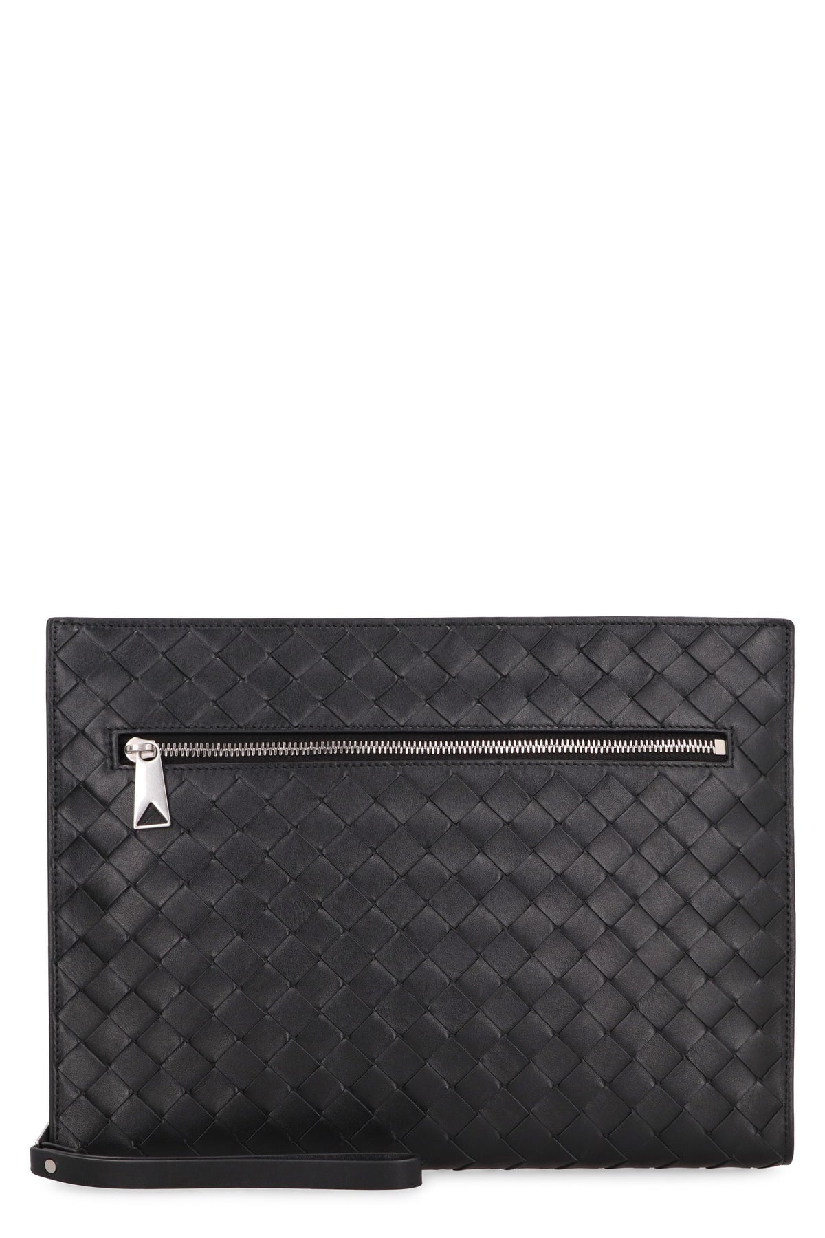 Bottega Veneta Black Leather Intrecciato Clutch Bag for Men