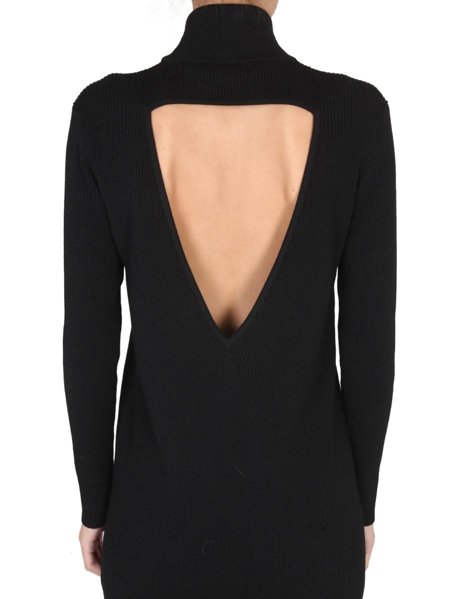 Bottega Veneta Black Long Sleeve Midi Dress