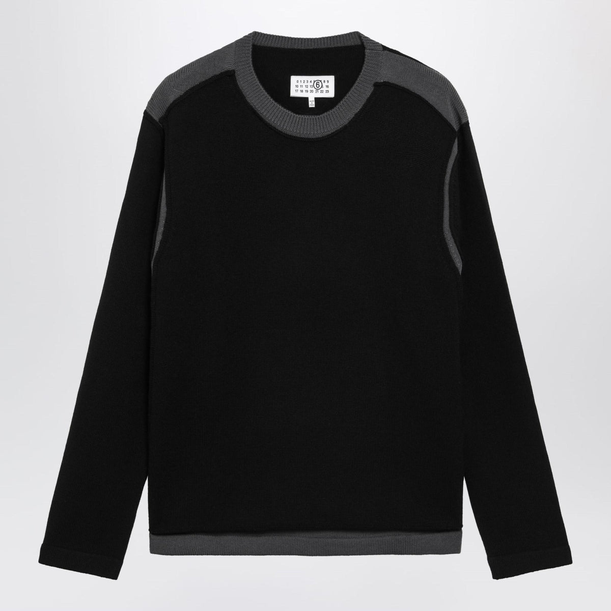 Maison Margiela Black Wool Round Neck Knit Sweater