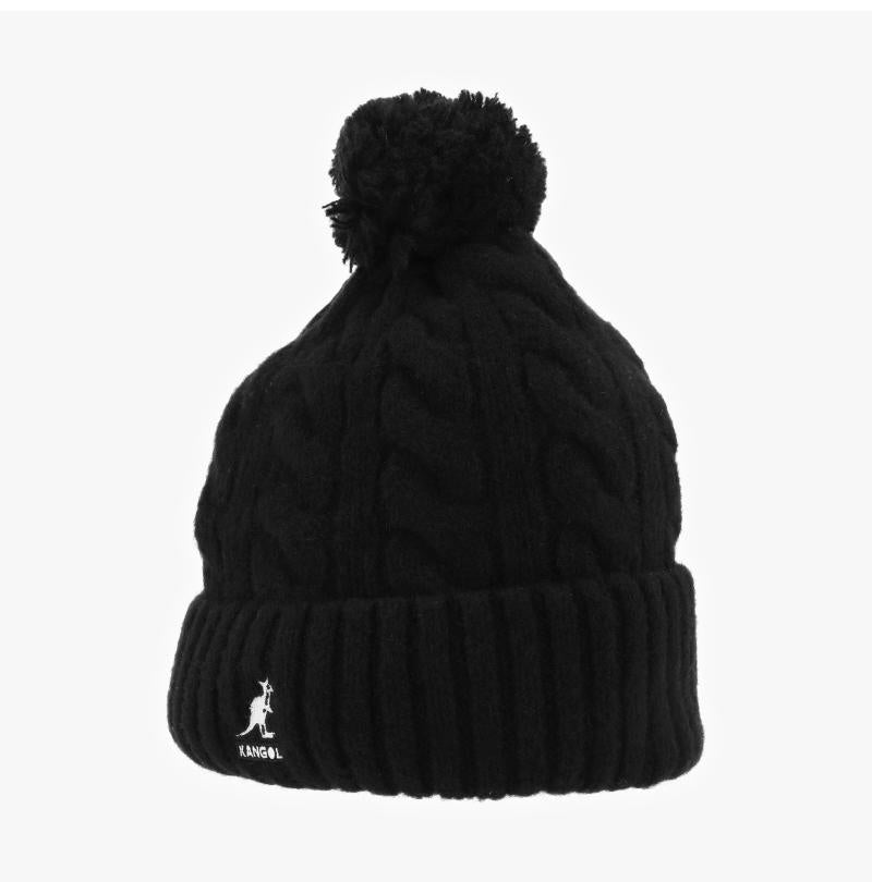 KANGOL Unisex Pompom Knit Beanie Hat K4460SM BLACK