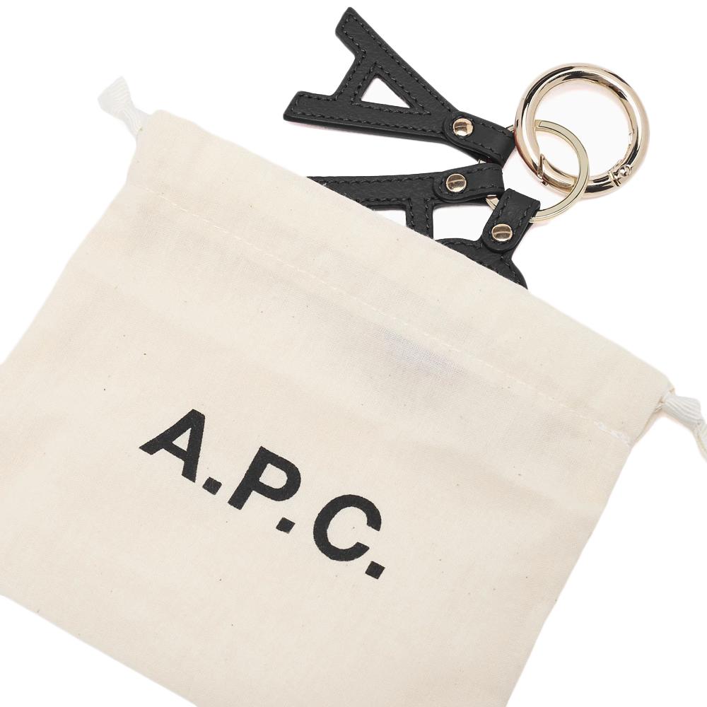A.P.C. Signature Logo Letter Keyring Black Keychain Accessory PXAWV F63656 LZZ