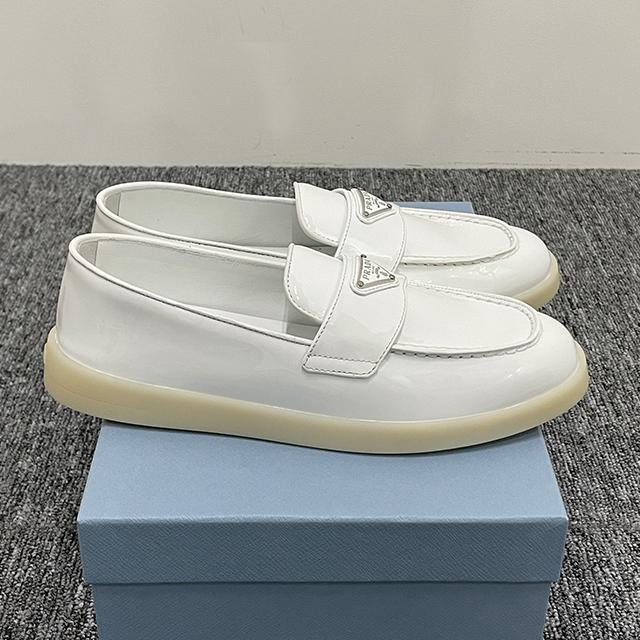 PRADA Women's Patent Leather Triangle Logo Loafers 1D222N 069 F0009
