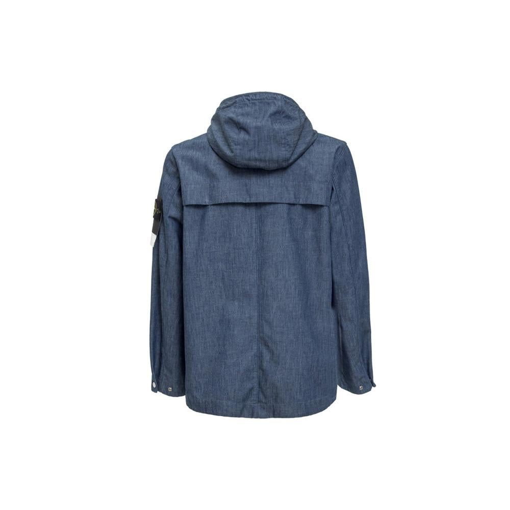 STONE ISLAND Chambray 3L Denim Hooded Jacket Wash Wappen Anniversary