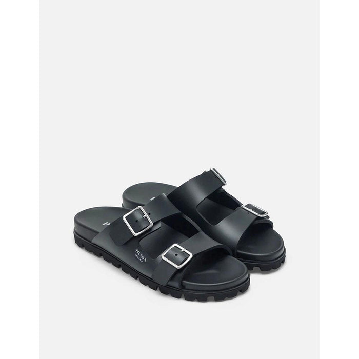 PRADA Black Strap Slide Sandals
