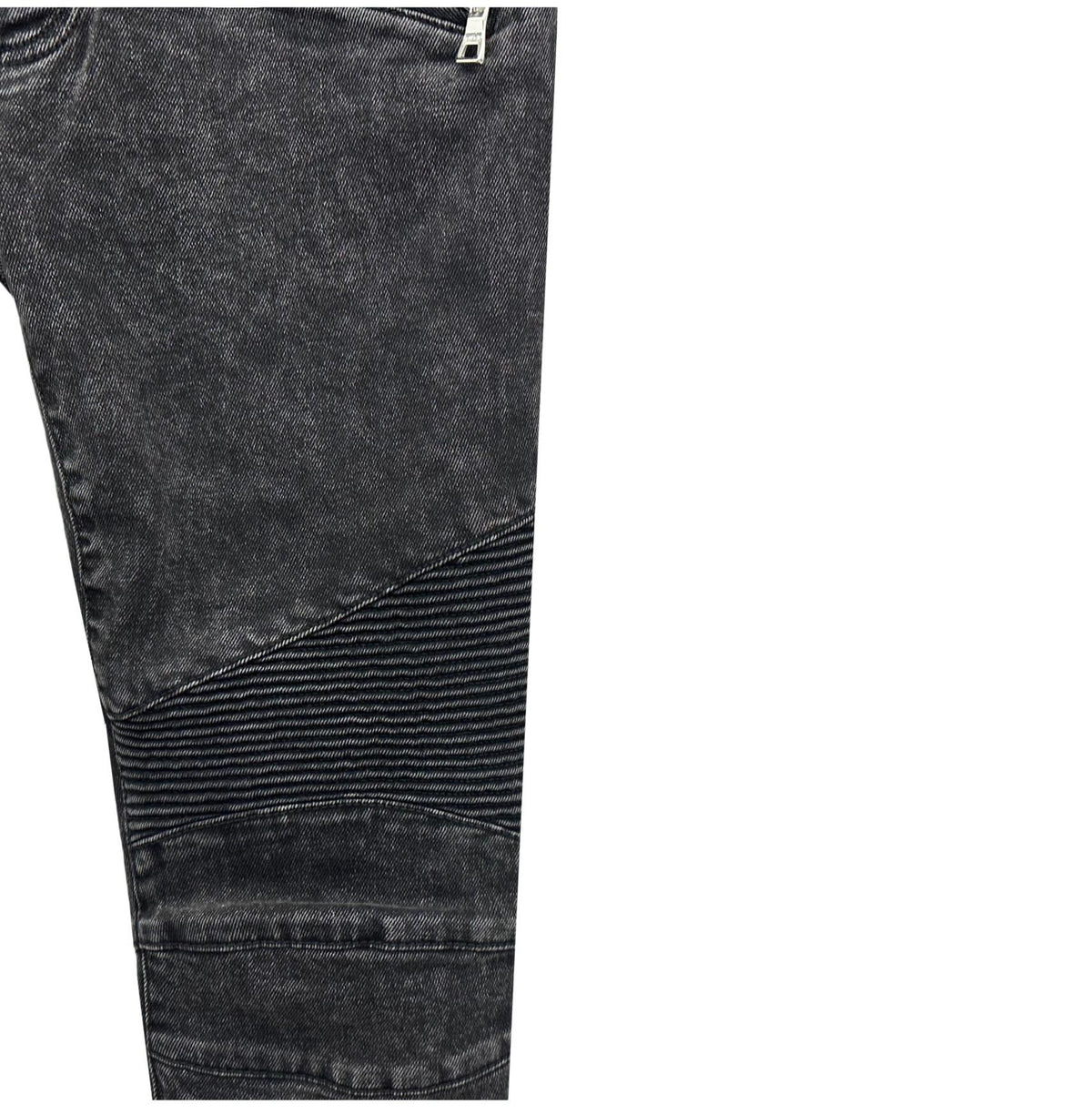 Balmain Men's Biker Washed Black Denim Jeans VH1MG005107D